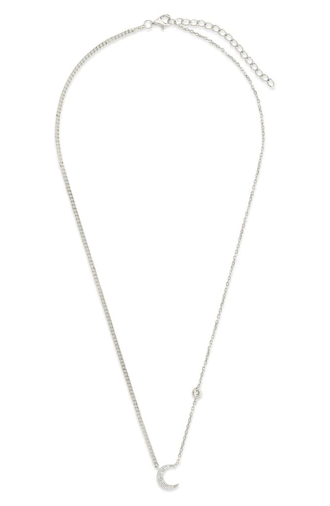 Sterling Forever Cubic Zirconia Crescent Moon Pendant Necklace 3