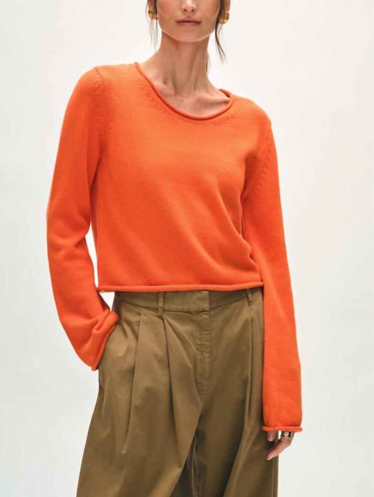 White + Warren White + Warren - Organic Cotton Roll Trim Crew Sweater