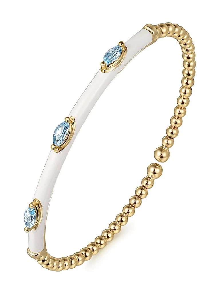 Gabriel 
Co Bujukan 14K Yellow Gold, Blue Topaz 
Enamel Bar Cuff Bracelet 3
