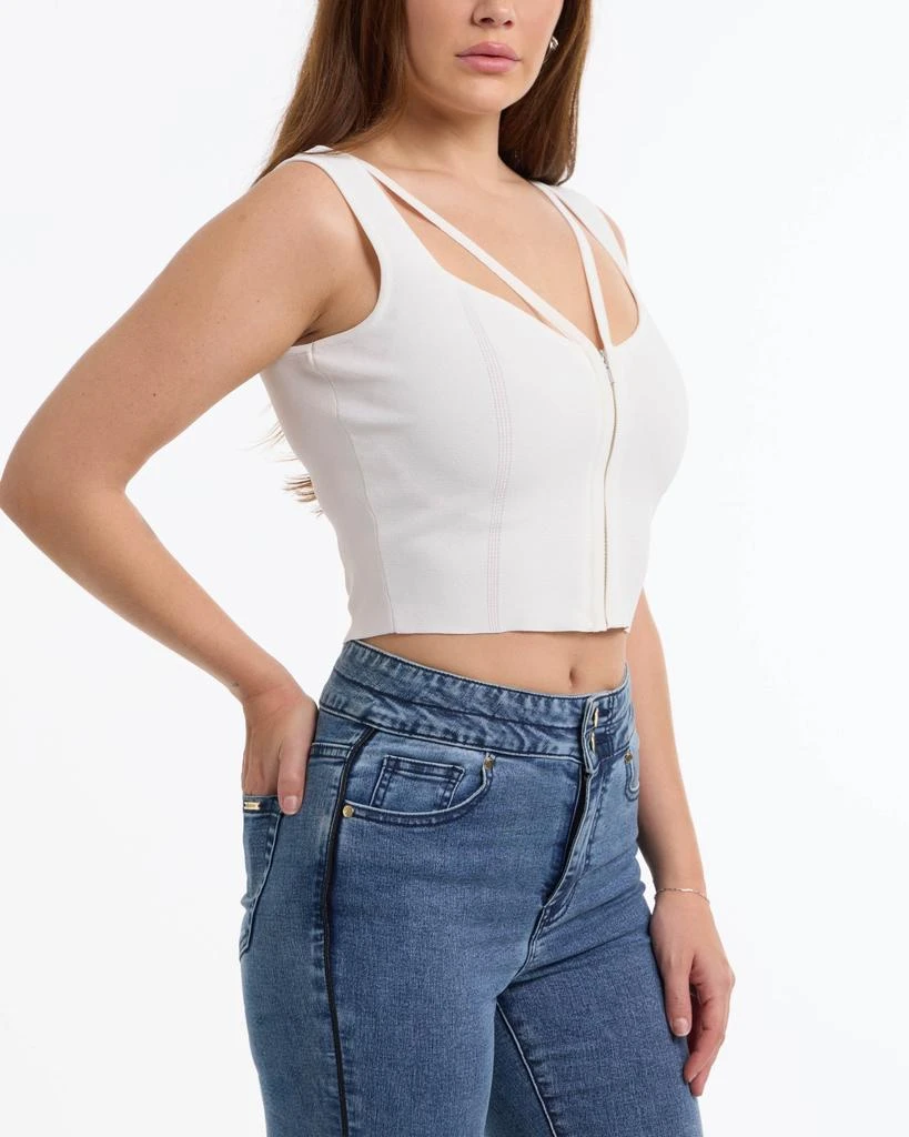 Bebe BEBE Women's Zip Front Corset Sweater Top 3