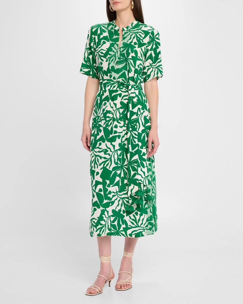 FIGUE Thandie Short-Sleeve Belted Midi Kaftan Dress 2