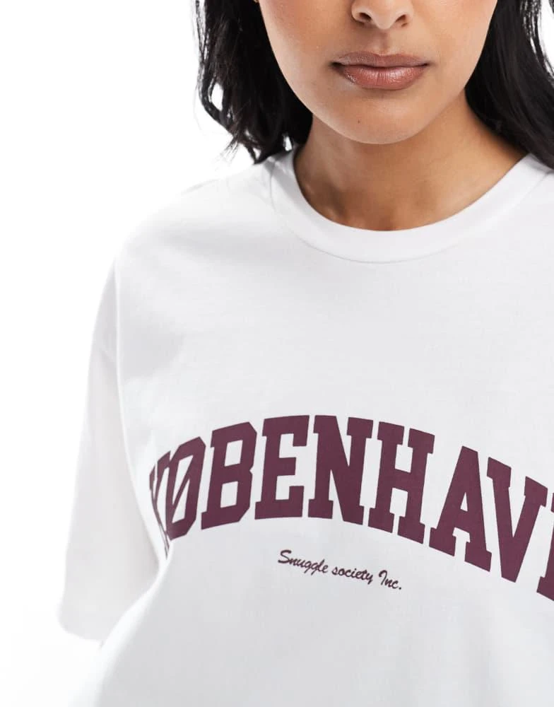 JJXX JJXX oversized t-shirt with kobenhavn print in white 2