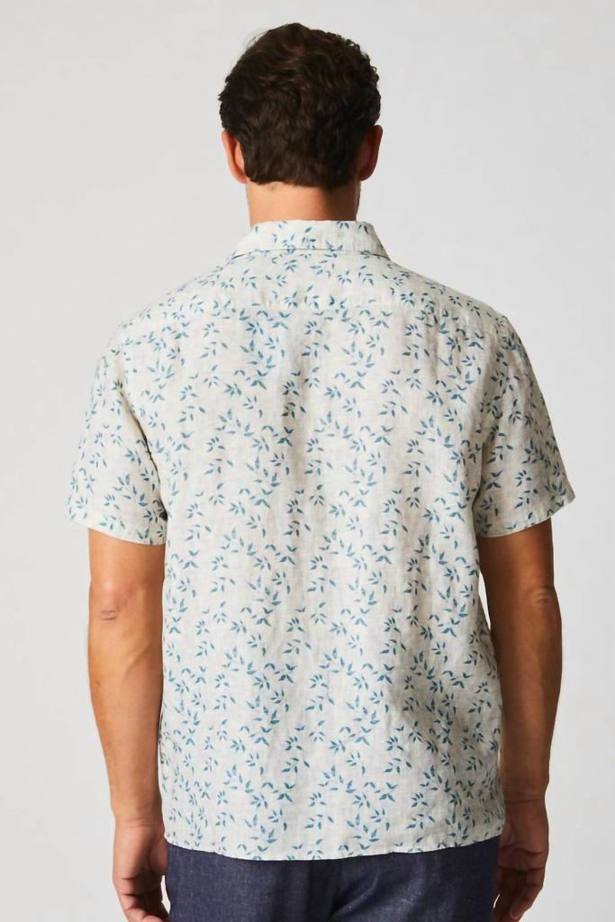 Billy Reid Short Sleeve Hatch Treme Block Shirt In Tropic Blue