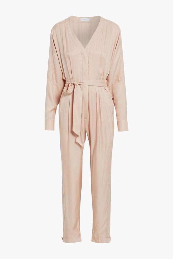 Equipment Pommine belted pleated satin jumpsuit