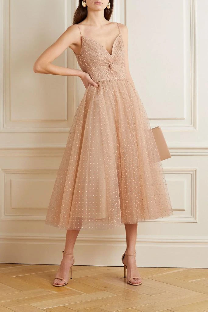 monique lhuillier tulle cocktail dress Monique Lhuillier Dotted Tulle Party Dress in Bubblegum Size 2