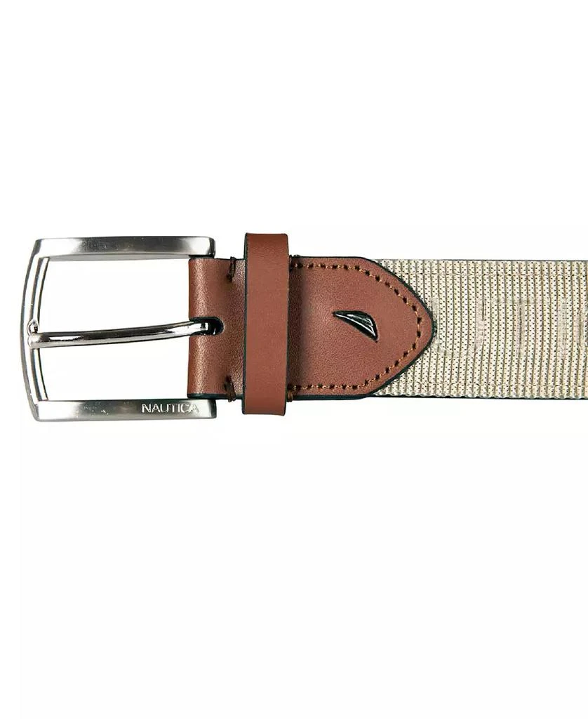 Nautica Men's Leather Tab Signature Webbing Logo Belt 4