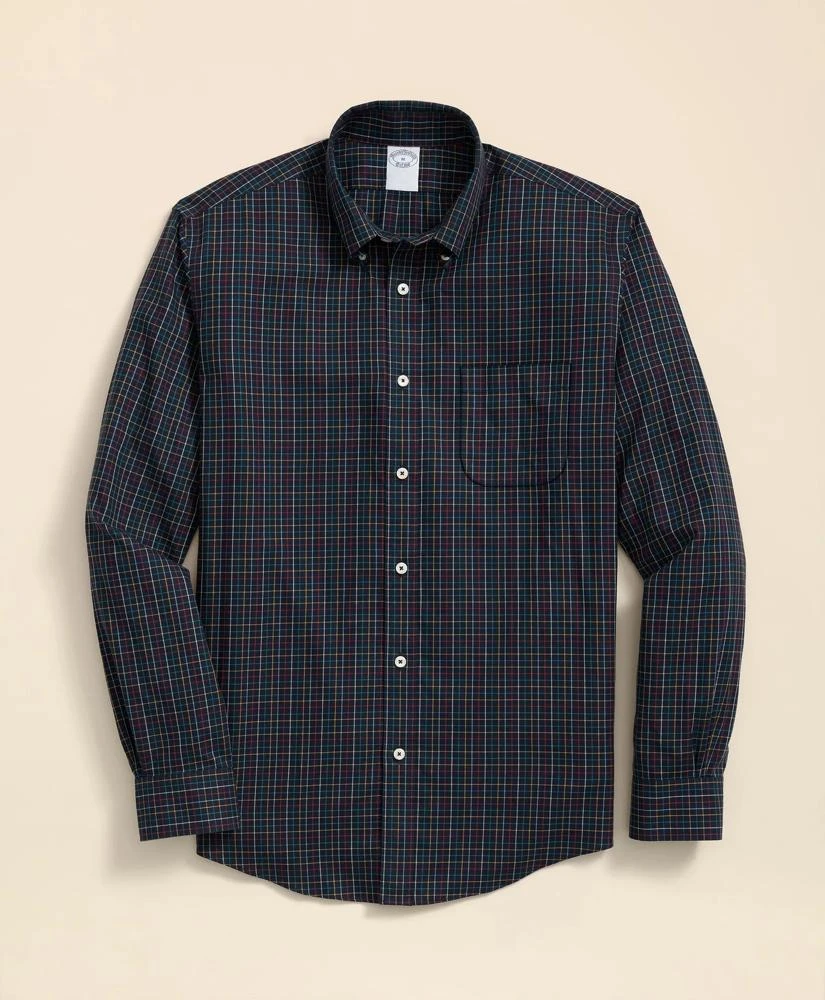 Brooks Brothers Stretch Supima® Cotton Non-Iron Twill Polo Button Down, Tattersall Sport Shirt