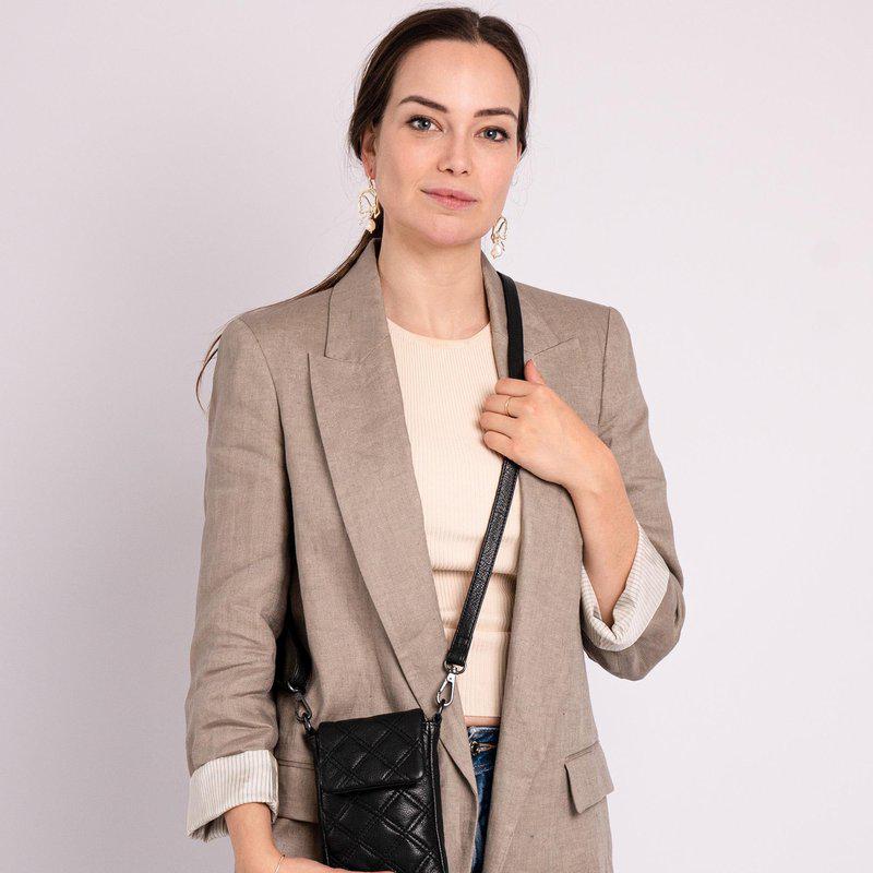 Amsterdam Heritage Beks | Diamond-Patterned Leather Phone Bag ONE SIZE