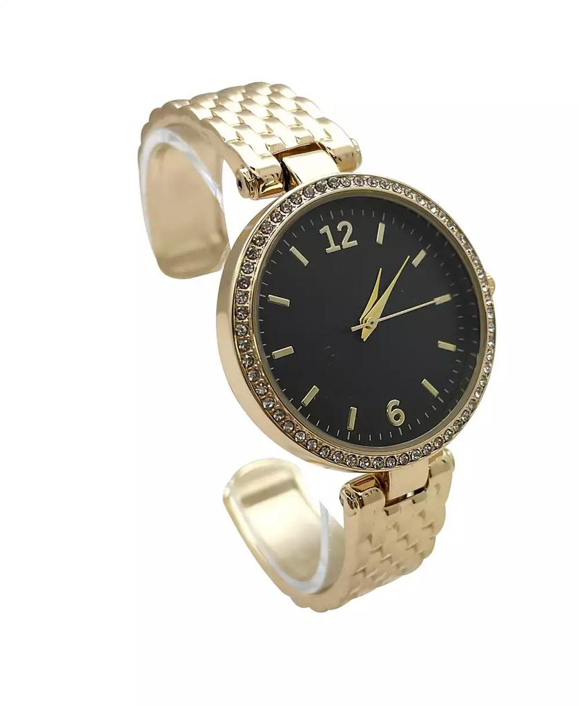 Olivia Pratt Gold Round Face with Rhinestones Bangle Women Watch