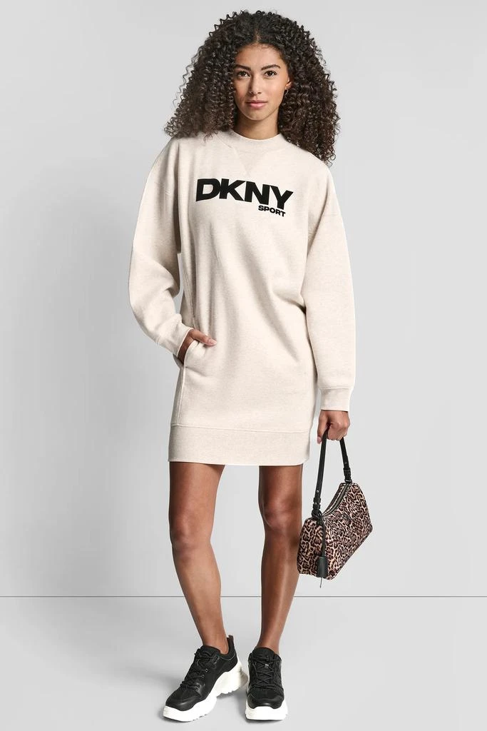 DKNY FLOCKED LOGO SHIFT SNEAKER DRESS 6