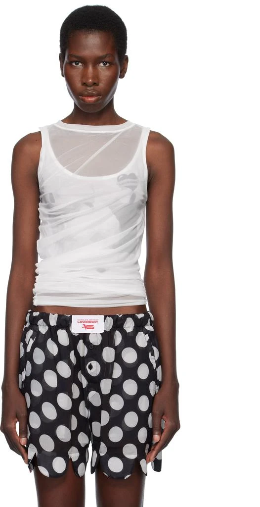 Charles Jeffrey Loverboy White Draped Mesh Tank Top 1