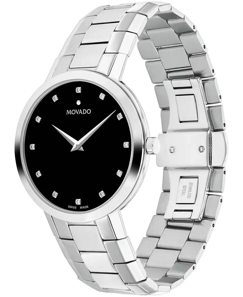 Movado Men's Faceto Swiss Quartz Stainless Steel Diamond Accent Watch 39mm 2