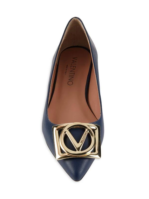 Mario Valentino Flora Logo Point Toe Leather Flats 5