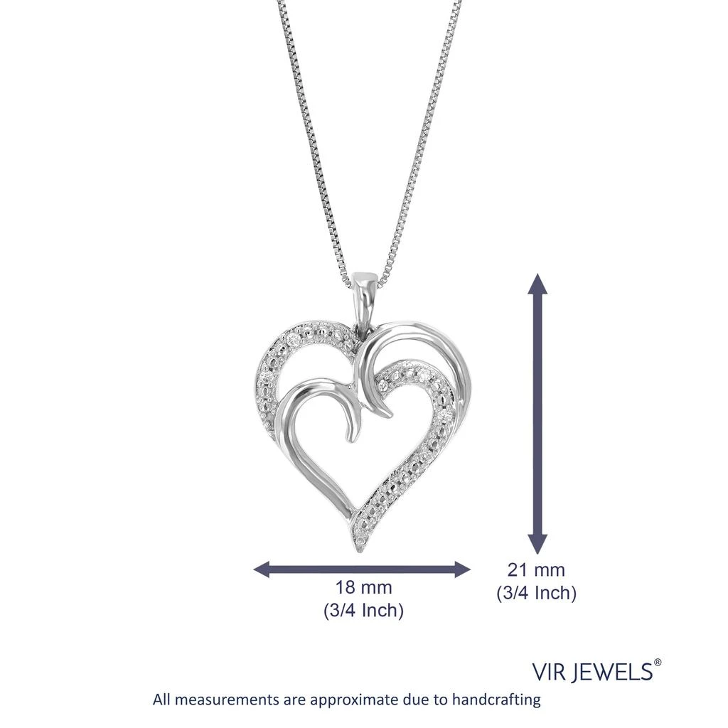 Vir Jewels 1/20 cttw Lab Grown Diamond Heart Pendant Necklace in Sterling Silver with Chain For Women 2