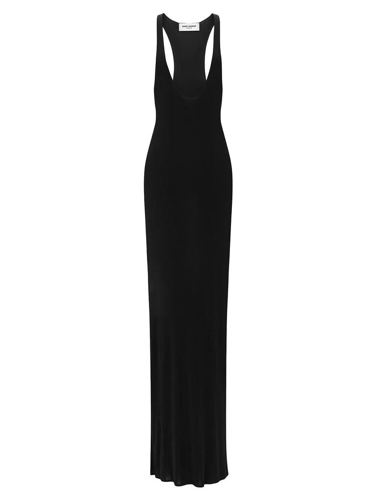 ワンピース Saint Laurent Long Dress In Shiny Jersey SAINT LAURENT - Long dress in shiny jersey | Leam Roma