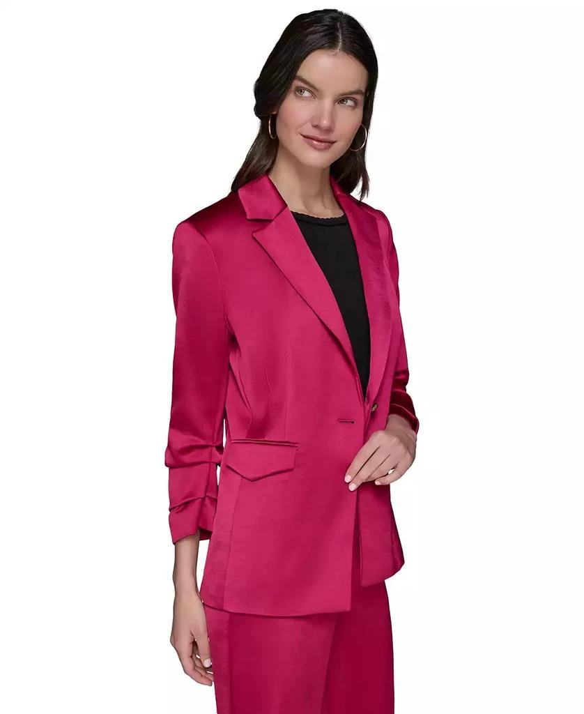 Karl Lagerfeld Paris Women's Satin Scrunched-Sleeve Jacket 4