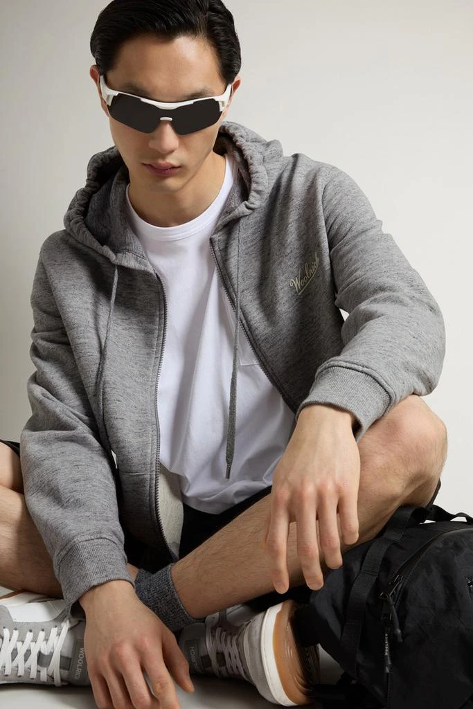 Woolrich Full-zip Hoodie in Pure Cotton Mouliné - Men - Gray 4