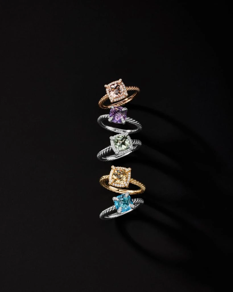 David Yurman 7mm Petite Chatelaine Pave Bezel Ring with Gemstone and Diamonds in Silver 2