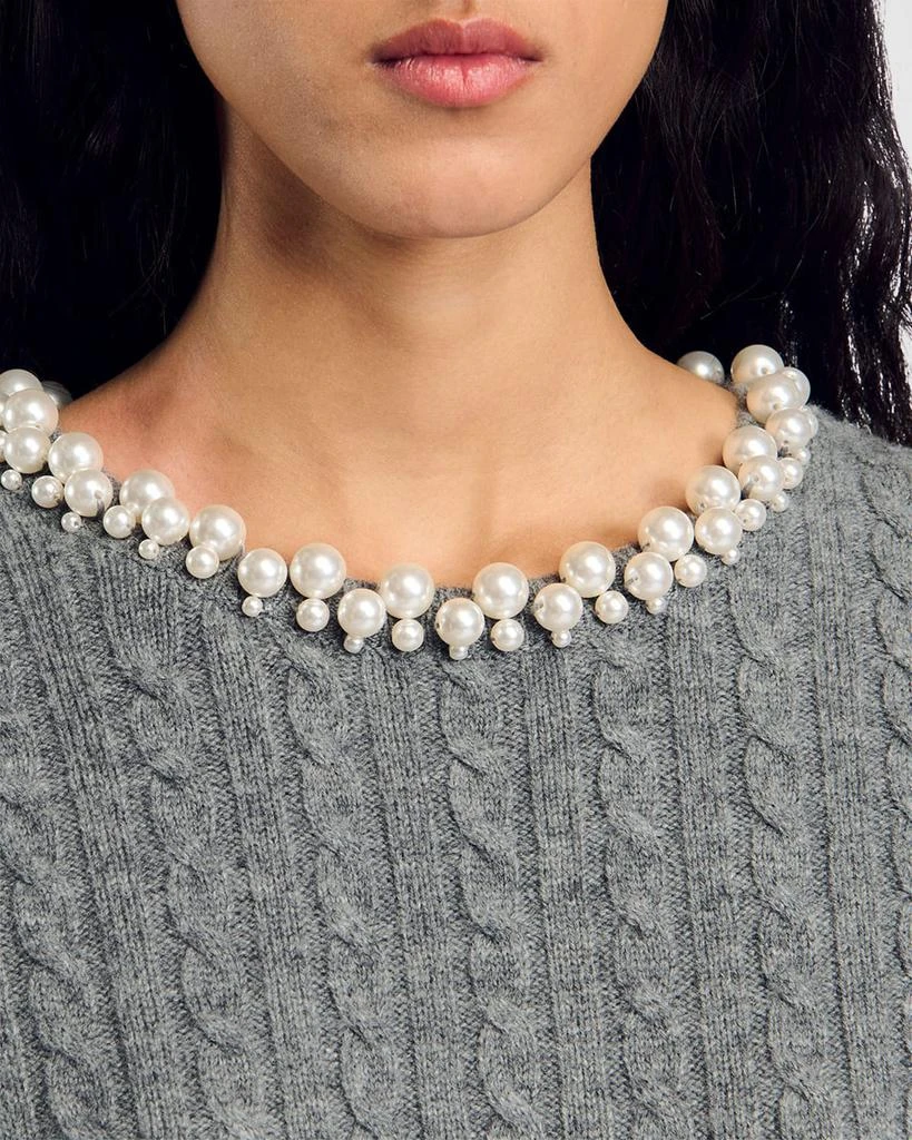 Sandro Madie Embellished Cable-Knit Sweater 5