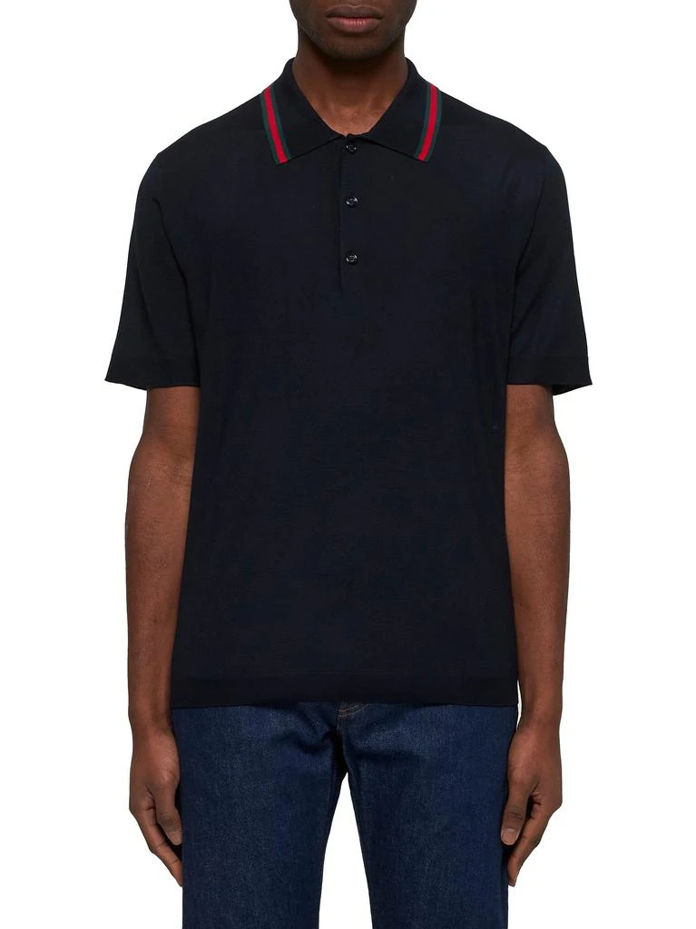 Gucci GUCCI | Blue knit Web polo shirt | Man | XXL 2