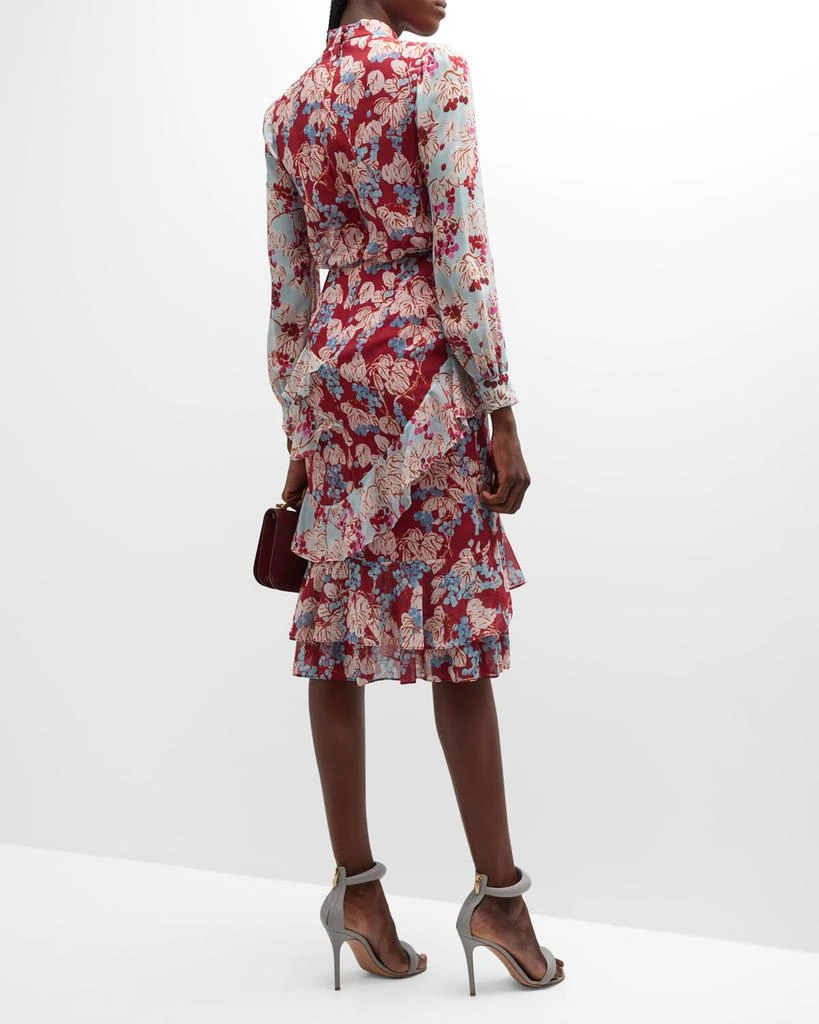 Saloni Isa Mock-Neck Floral-Print Silk Midi Dress 6