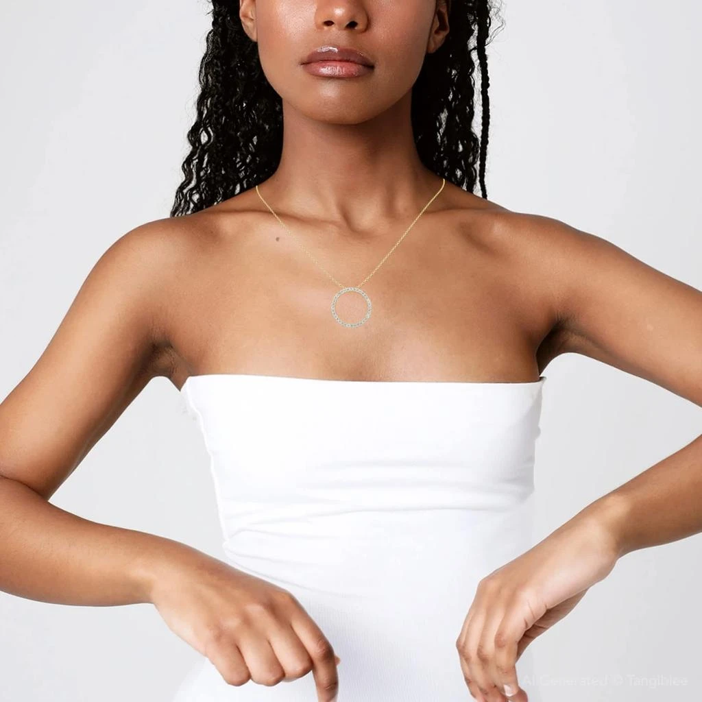 Pompeii3 2ct Circle Eternity 14K Yellow Gold Diamond Pendant 4