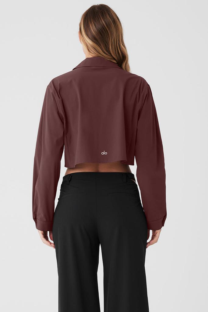 Alo Cropped Take Me Out Button Up - Chestnut