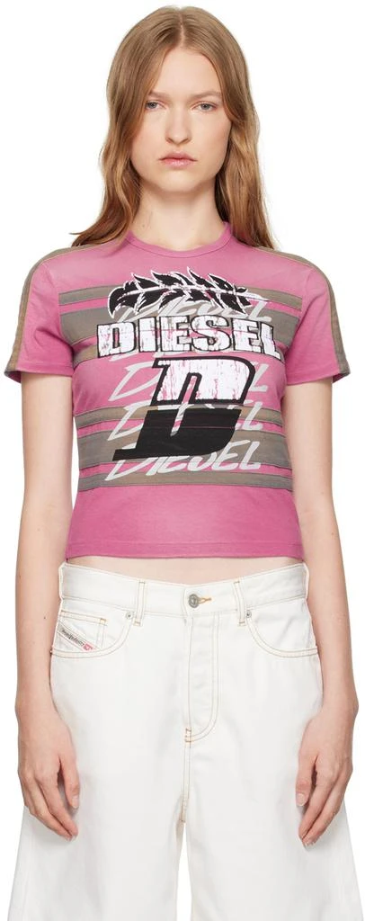 Diesel Purple T-Uncutie-Stripe T-shirt 1