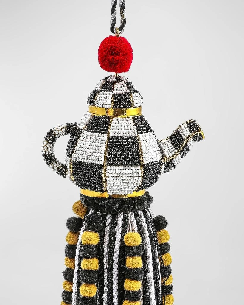 MacKenzie-Childs Courtly Check Tea Kettle Beaded Tassel 2
