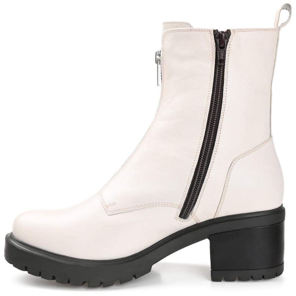 JOURNEE Womens Genuine Leather Norrah Round Toe Stacked Combat Booties