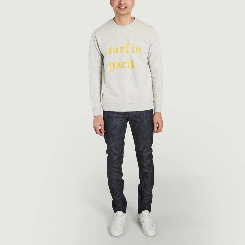 Cuisse de Grenouille Surf in Paris Sweatshirt Light Grey Chiné CUISSE DE GRENOUILLE 4