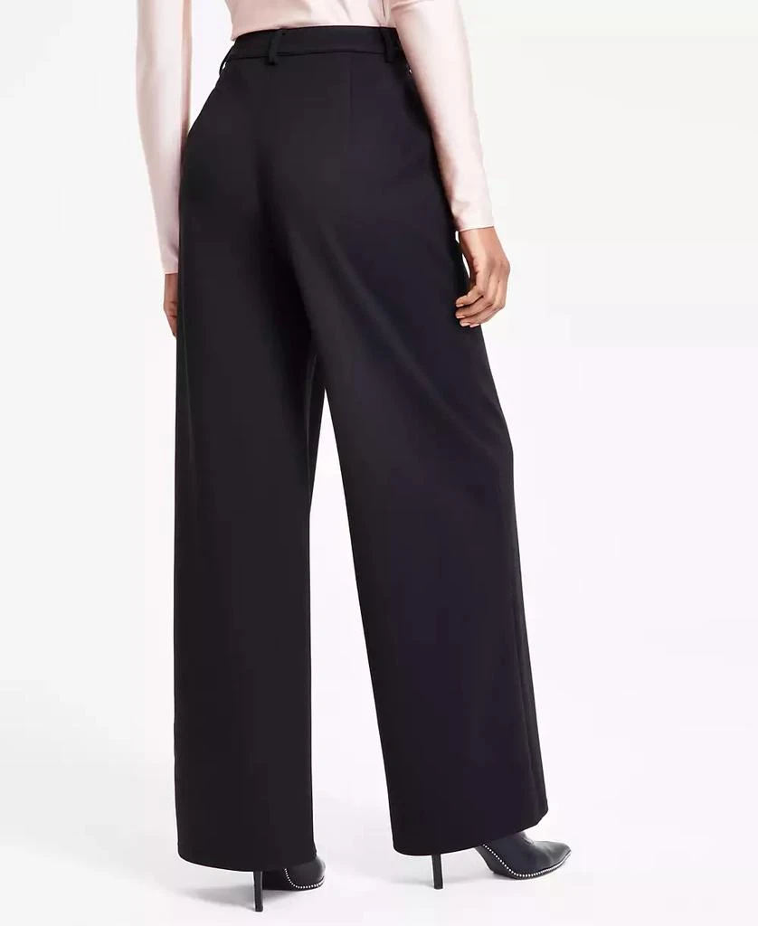 Bar III Women's Petite High-Leg Wide-Leg Seamed Ponte Pants, Created for Macy's 4