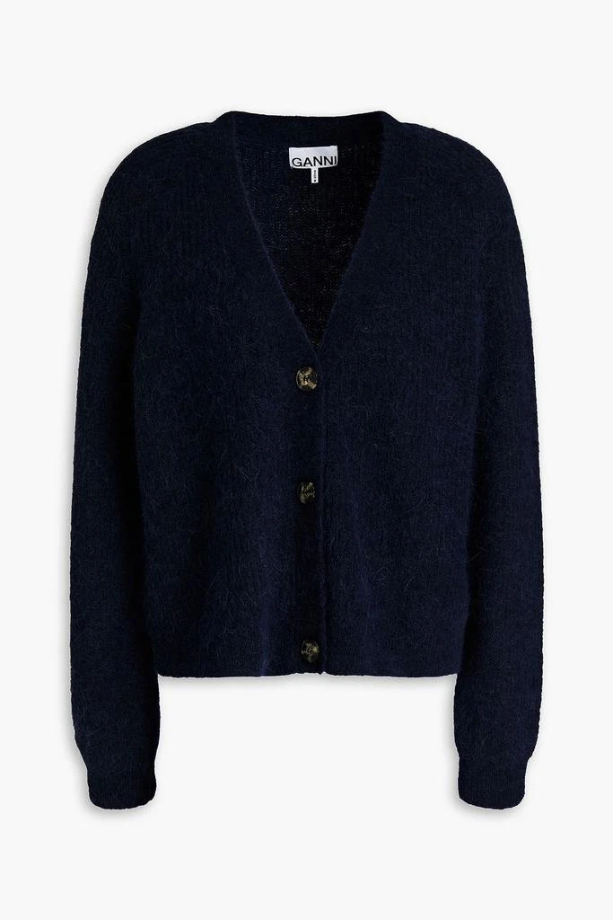 Ganni Brushed ribbed-knit cardigan 1