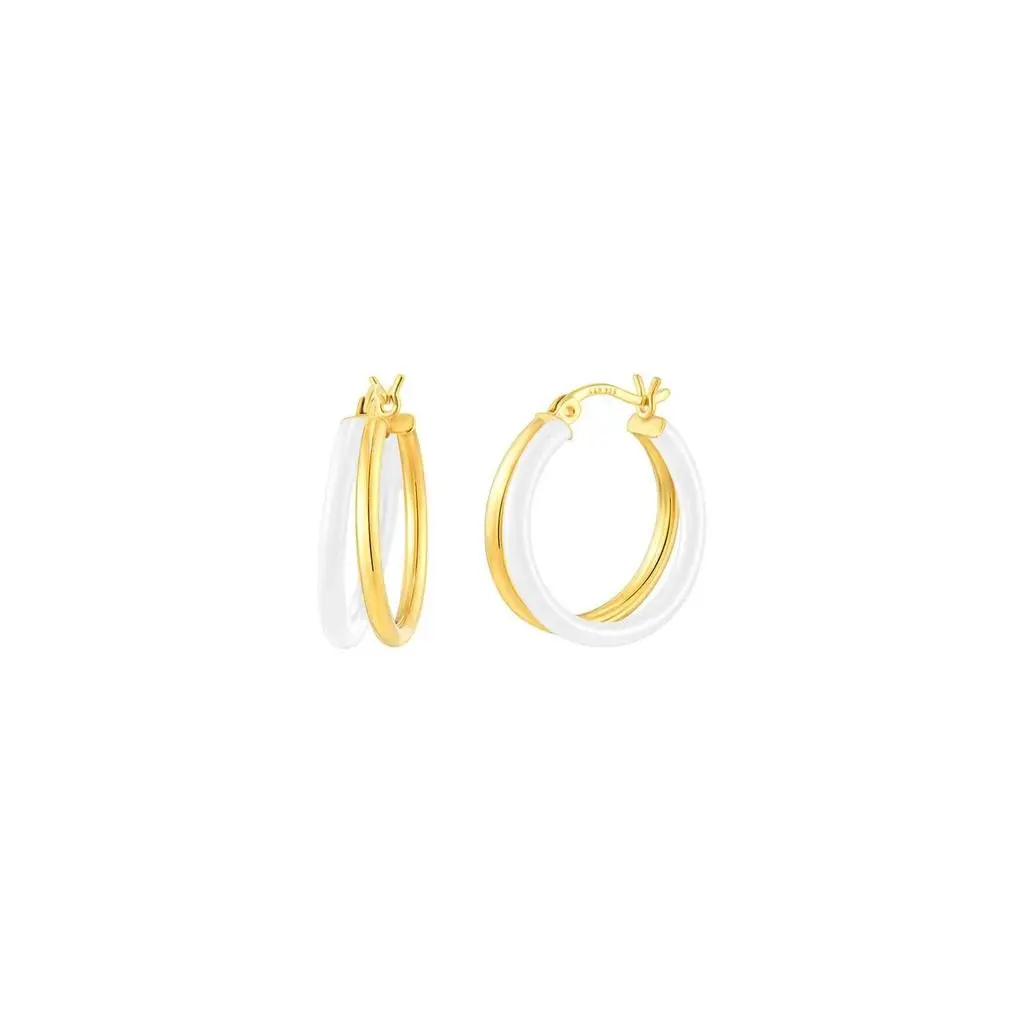 Gold & Honey Gold & Honey - Women's Enamel Double Hoop Earrings