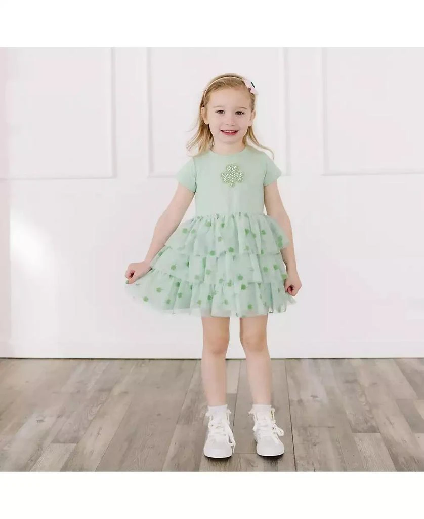 Sweet Wink Little Girls Flocked Shamrock St. Patrick
s Day Tiered Short Sleeve Tutu Dress 3