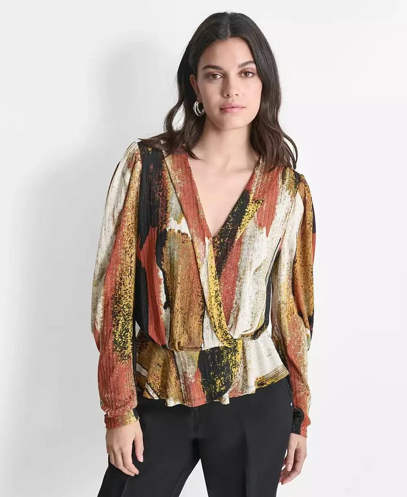 DKNY Women's Faux-Wrap Long-Sleeve Top 1
