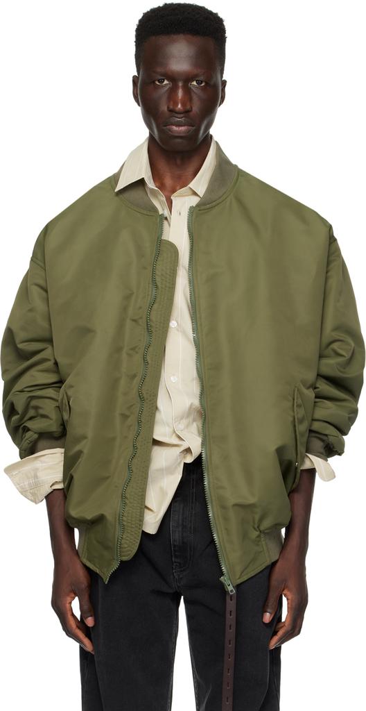 Hed Mayner Khaki Zip Bomber Jacket