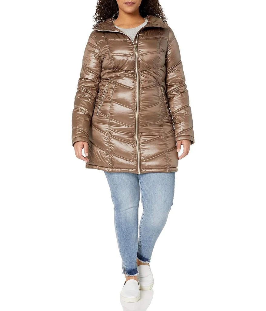 Calvin Klein Hooded Chevron Packable Down Jacket (Standard and Plus) 1