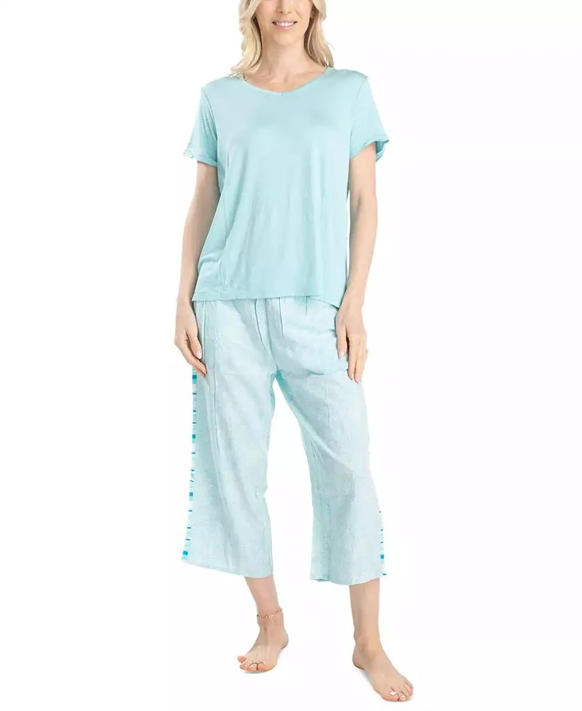MUK LUKS Women's 2-Pc. Coastal Life Cropped Pajamas Set 1