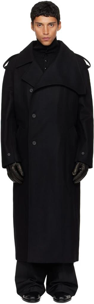 Courrèges Black Oblique Wool Trench Coat