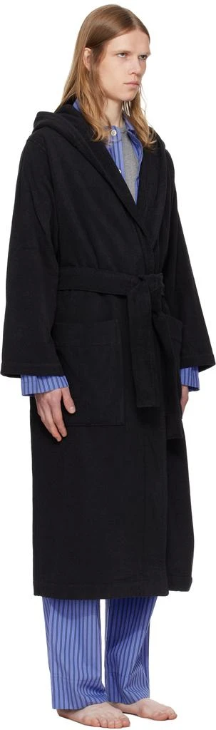 Tekla Black Terry Hooded Bathrobe 2