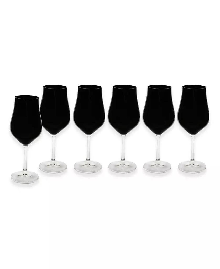 Classic Touch Black Water Glasses with Stem 9.5", Set of 6