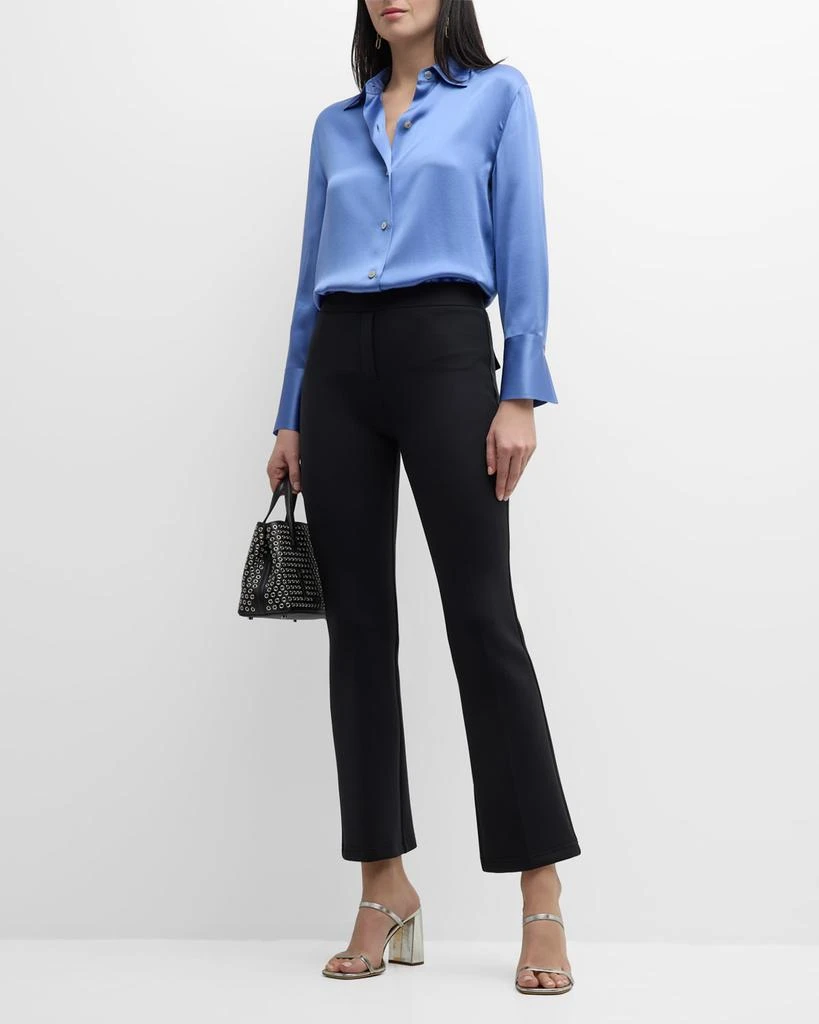 Brandon Maxwell Cropped Flare Neoprene Trousers with Front Crease 3