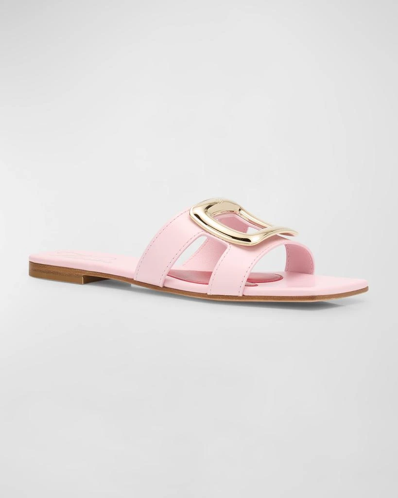 Roger Vivier Leather Buckle Flat Slide Sandals 4