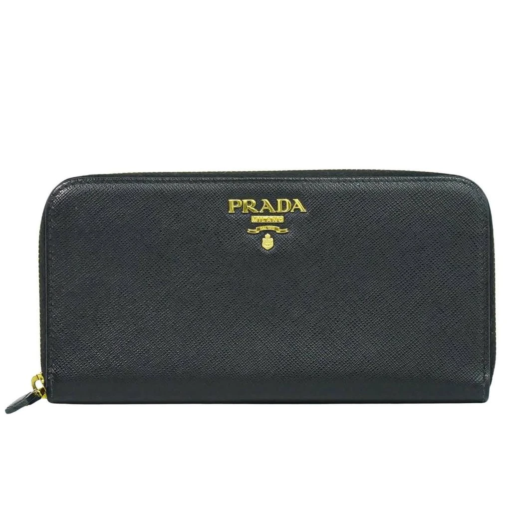 Prada Zip Around Tab Wallet Saffiano Leather Leather Wallets Accessory (Pre-Owned)