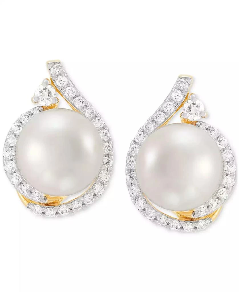 Grown With Love Cultured Ming Pearl (8mm) & Lab Grown Diamond (3/8 ct. t.w.) Halo Stud Earrings in 14k Gold 3