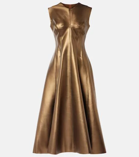 chinese dress ladies Trendy, Chic Women's Clothing Boutique Endless Blu Mocha Leather Midi Dress for Women, Adjustable Belt, Faux Leather, Polyester Lining, S Lane 201 main image 0