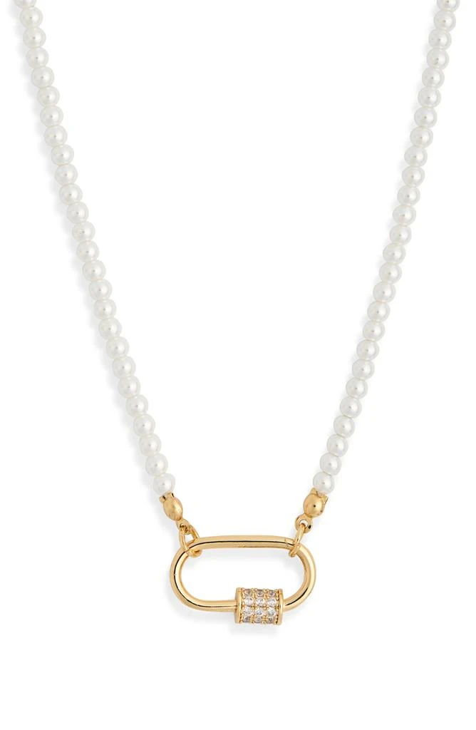 Leith Cubic Zirconia 
Faux Pearl Carabiner Necklace 3