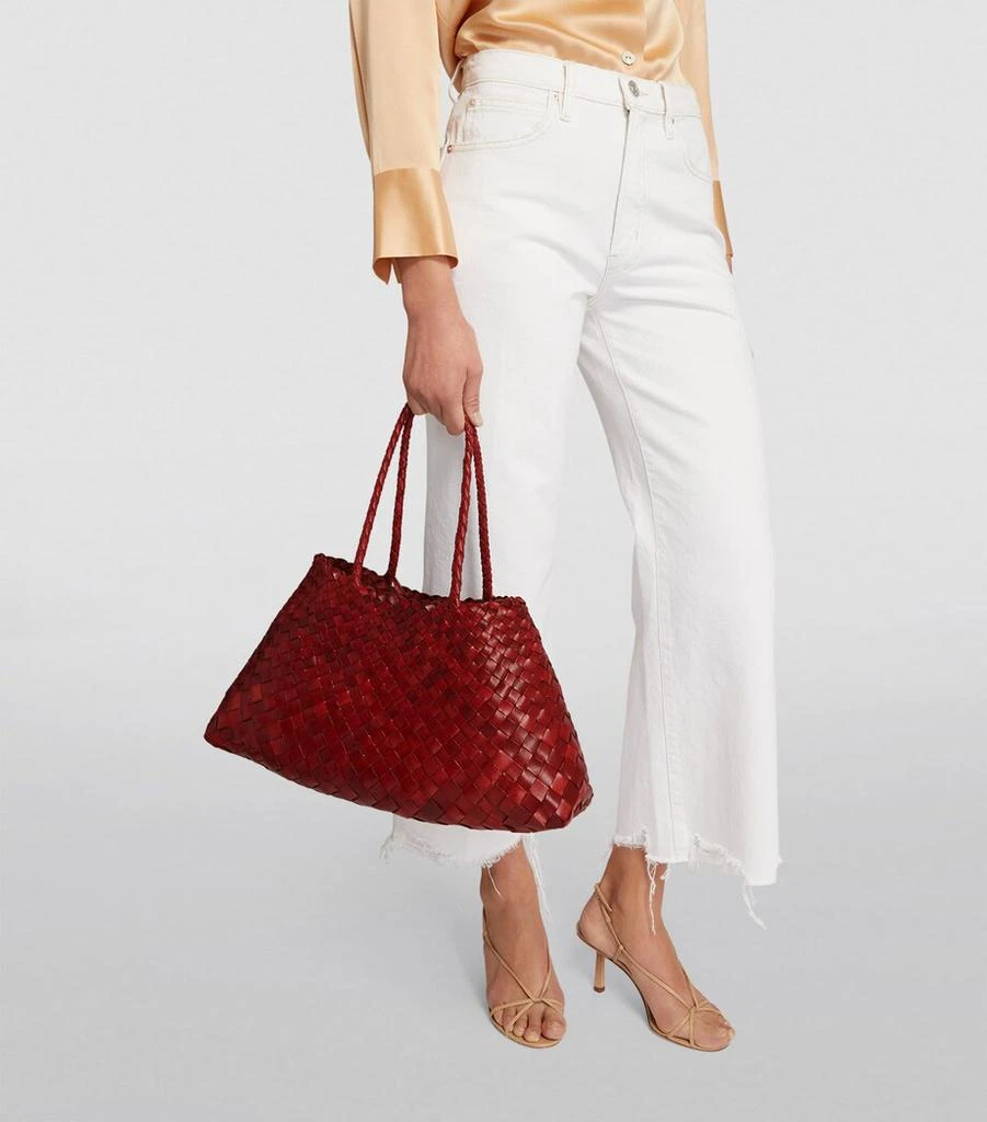 DRAGON DIFFUSION Large Leather Woven Santa Croce Tote Bag 4