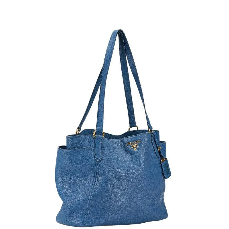 Prada Leather Tote Bag Blue 2